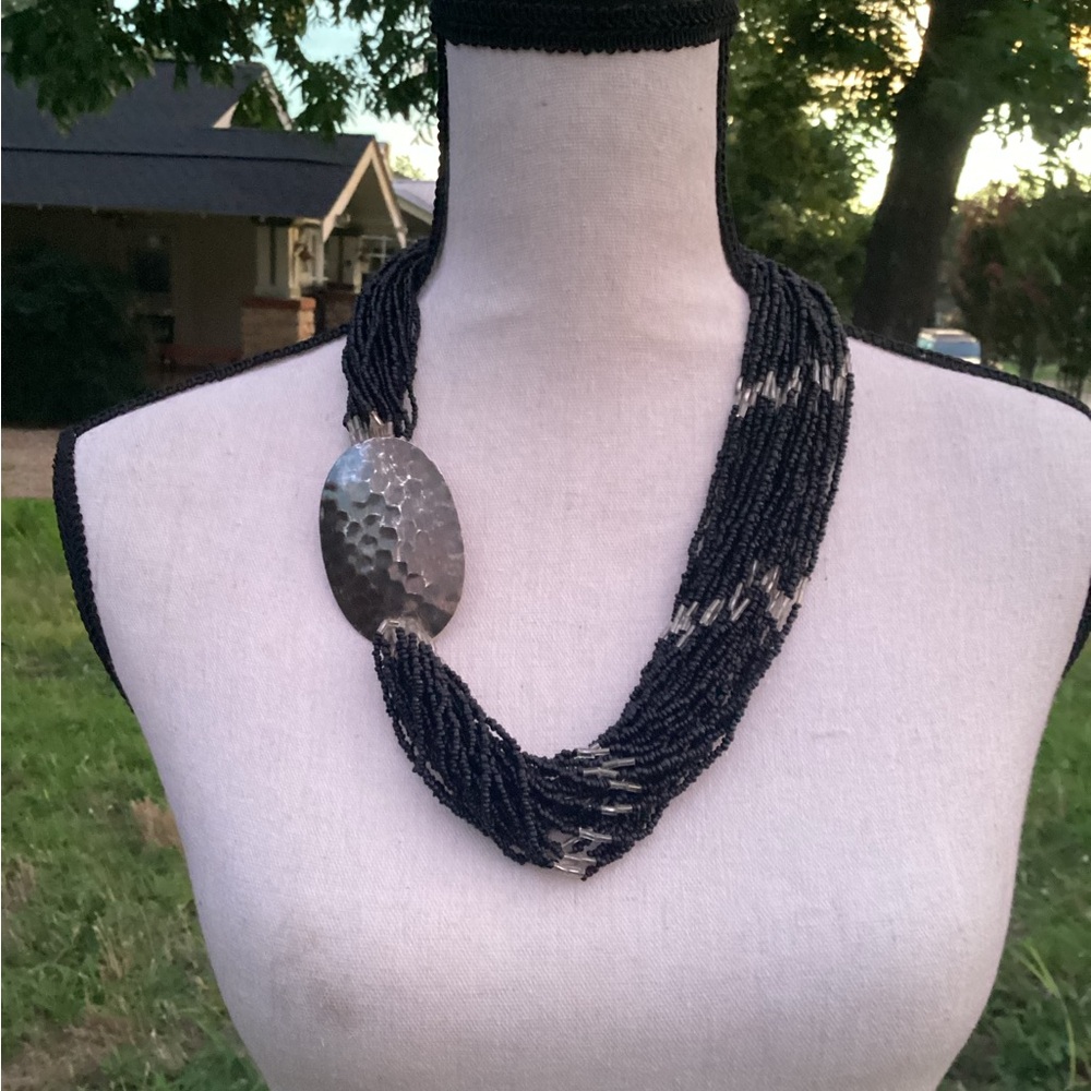 Black and Silver “fair trade” Beaded Necklace
